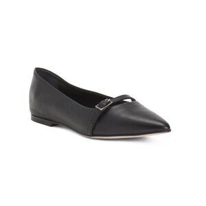 THEORY Black Made In Italy Leather Maryjane Flats